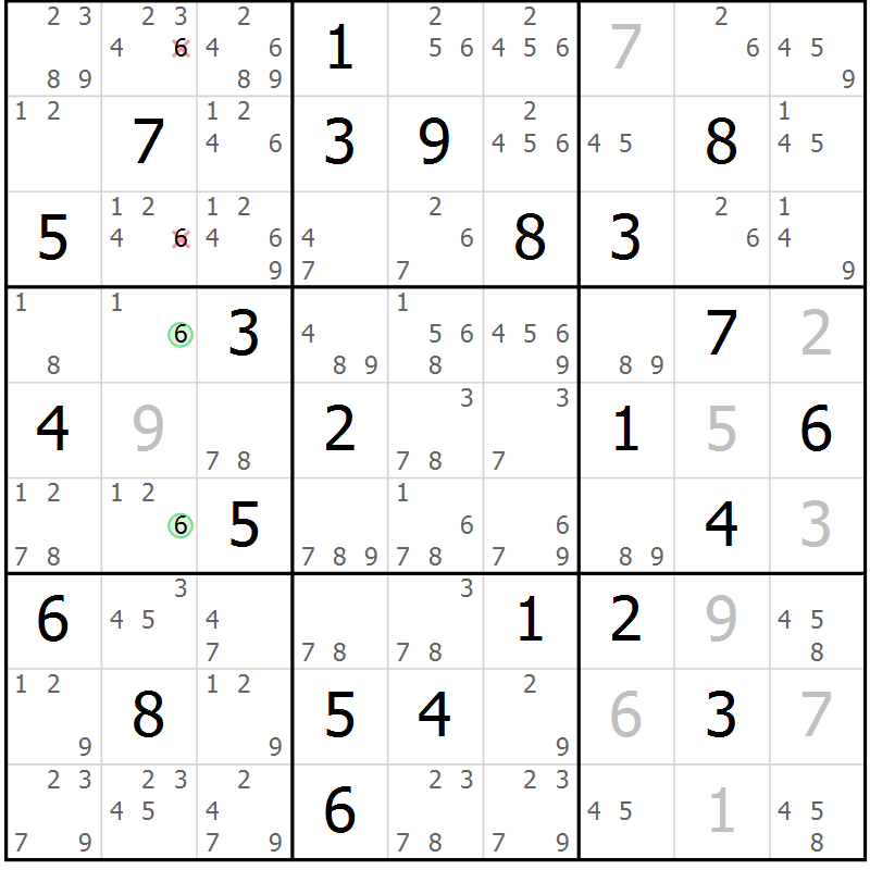 Position des candidats pour la solution de la Gr 53 page 56 du magazine de sudoku Maestro n° 099