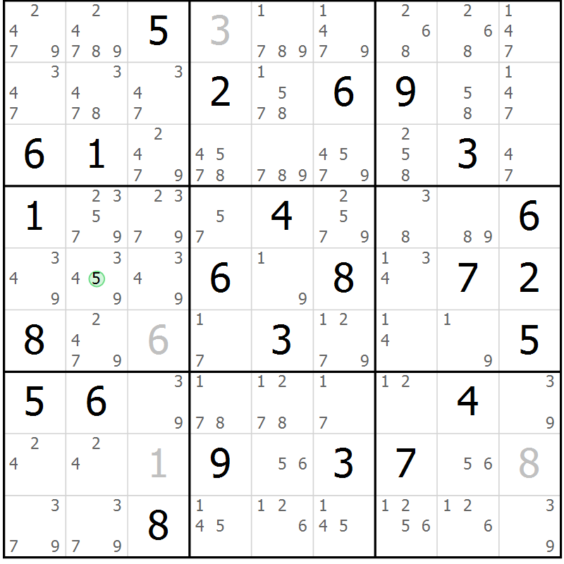 Position des candidats pour la solution de la Gr 54 page 57 du magazine de sudoku Maestro n° 099