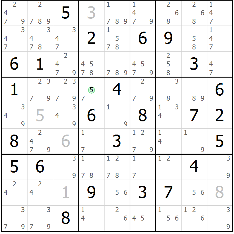 Position des candidats pour la solution de la Gr 54 page 57 du magazine de sudoku Maestro n° 099