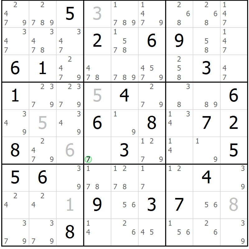 Position des candidats pour la solution de la Gr 54 page 57 du magazine de sudoku Maestro n° 099