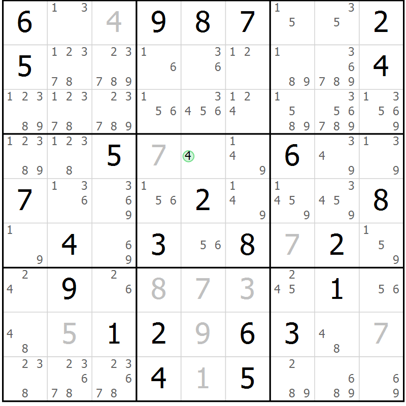 Position des candidats pour la solution de la Gr 55 page 58 du magazine de sudoku Maestro n° 099