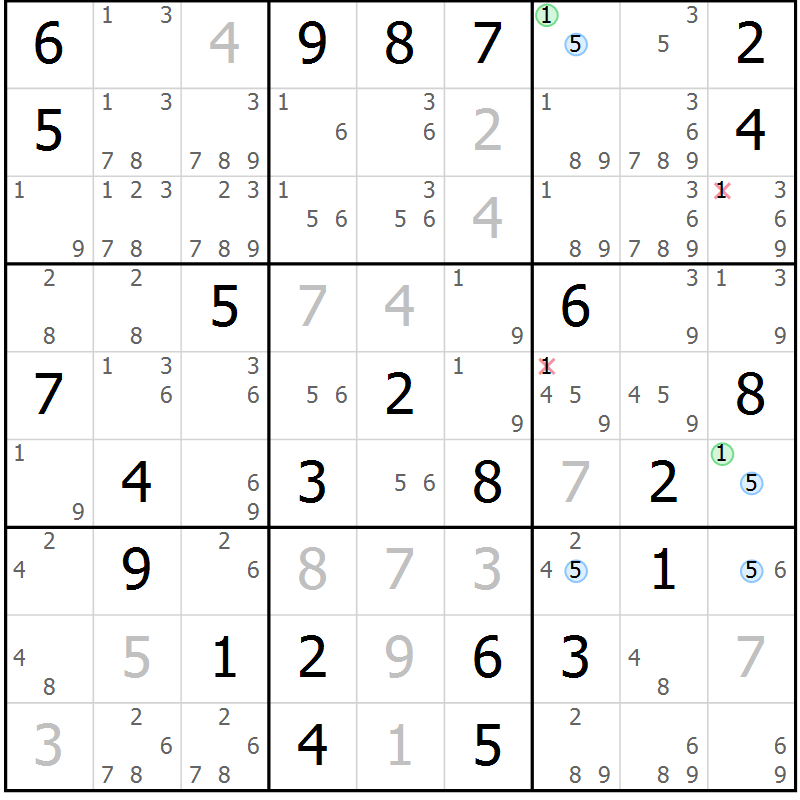 Position des candidats pour la solution de la Gr 55 page 58 du magazine de sudoku Maestro n° 099