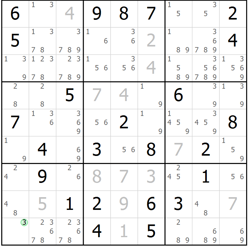 Position des candidats pour la solution de la Gr 55 page 58 du magazine de sudoku Maestro n° 099