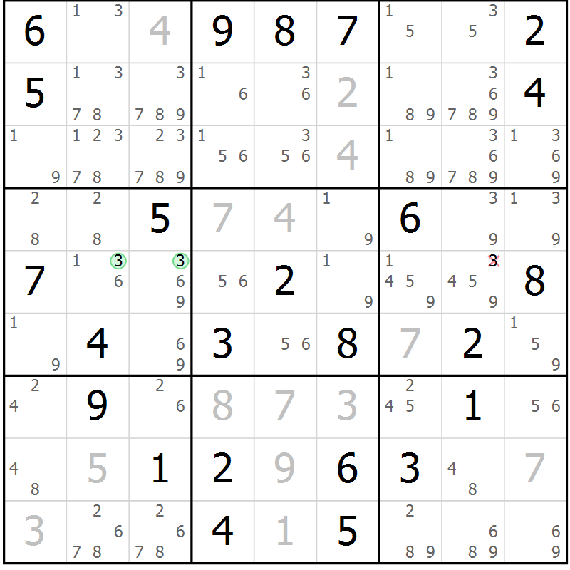 Position des candidats pour la solution de la Gr 55 page 58 du magazine de sudoku Maestro n° 099