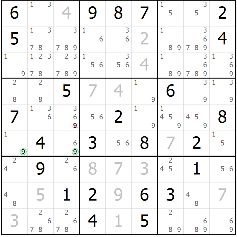 Position des candidats pour la solution de la Gr 55 page 58 du magazine de sudoku Maestro n° 099