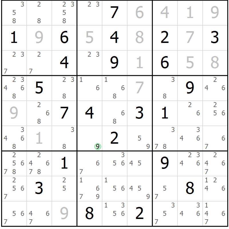 Position des candidats pour la solution de la Gr 56 page 59 du magazine de sudoku Maestro n° 099