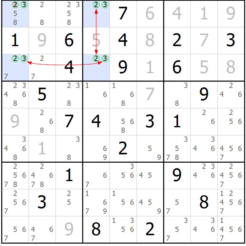 Position des candidats pour la solution de la Gr 56 page 59 du magazine de sudoku Maestro n° 099