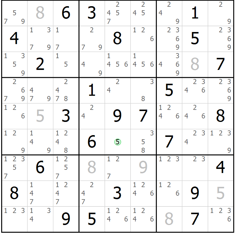 Position des candidats pour la solution de la Gr 59 page 62 du magazine de sudoku Maestro n° 099