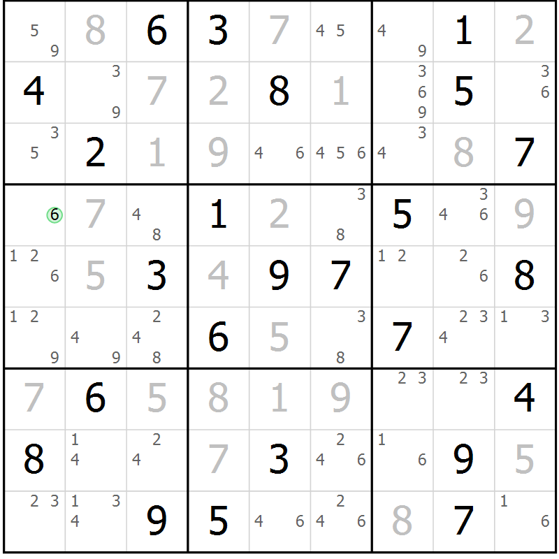 Position des candidats pour la solution de la Gr 59 page 62 du magazine de sudoku Maestro n° 099