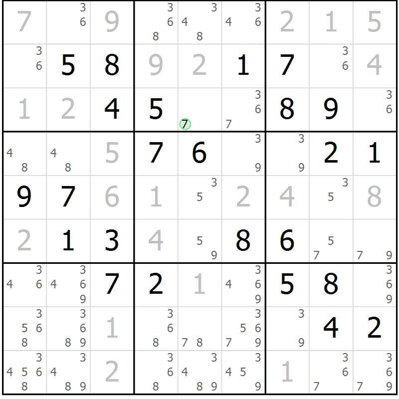 Position des candidats pour la solution de la Gr 6 page 9 du magazine de sudoku Maestro n° 099