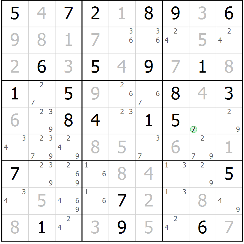 Position des candidats pour la solution de la Gr 61 page 64 du magazine de sudoku Maestro n° 099