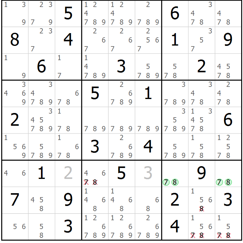 Position des candidats pour la solution de la Gr 62 page 65 du magazine de sudoku Maestro n° 099