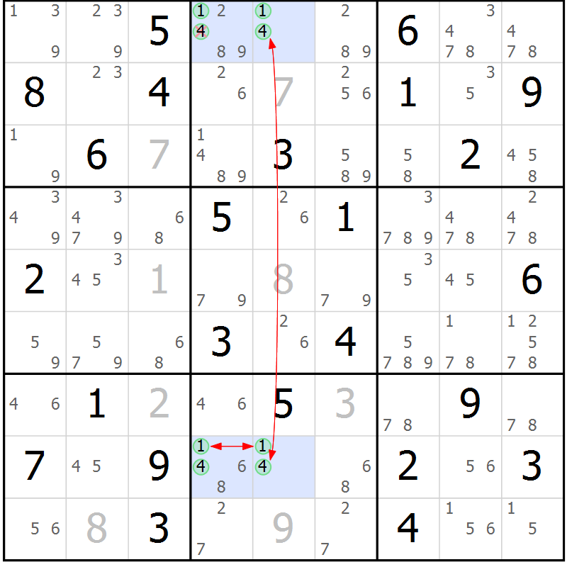 Position des candidats pour la solution de la Gr 62 page 65 du magazine de sudoku Maestro n° 099
