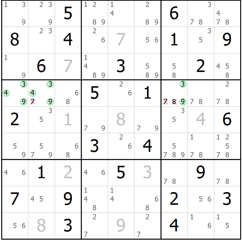 Position des candidats pour la solution de la Gr 62 page 65 du magazine de sudoku Maestro n° 099