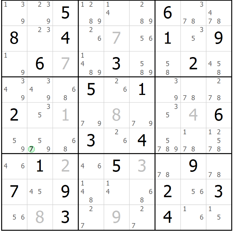Position des candidats pour la solution de la Gr 62 page 65 du magazine de sudoku Maestro n° 099
