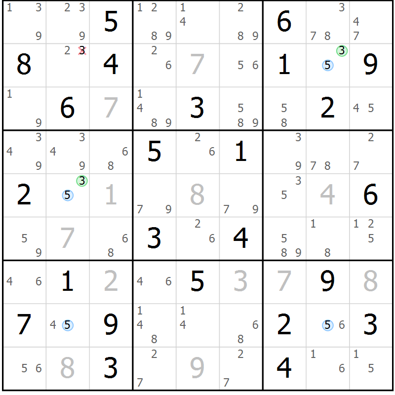 Position des candidats pour la solution de la Gr 62 page 65 du magazine de sudoku Maestro n° 099