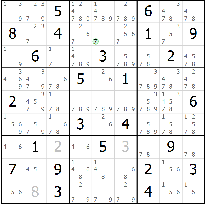 Position des candidats pour la solution de la Gr 62 page 65 du magazine de sudoku Maestro n° 099