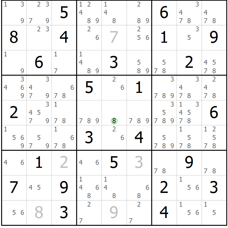 Position des candidats pour la solution de la Gr 62 page 65 du magazine de sudoku Maestro n° 099