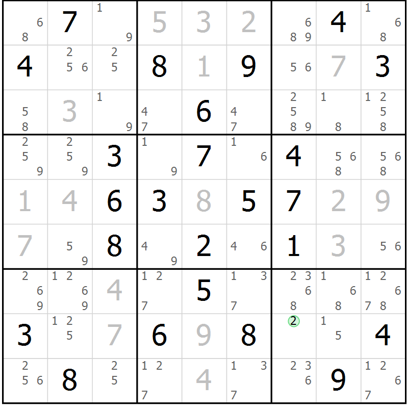 Position des candidats pour la solution de la Gr 63 page 66 du magazine de sudoku Maestro n° 099