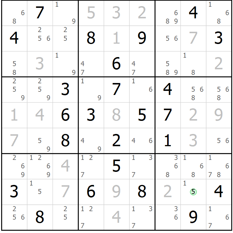 Position des candidats pour la solution de la Gr 63 page 66 du magazine de sudoku Maestro n° 099