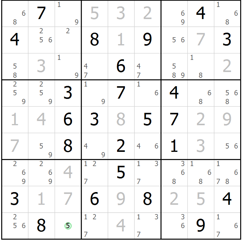 Position des candidats pour la solution de la Gr 63 page 66 du magazine de sudoku Maestro n° 099