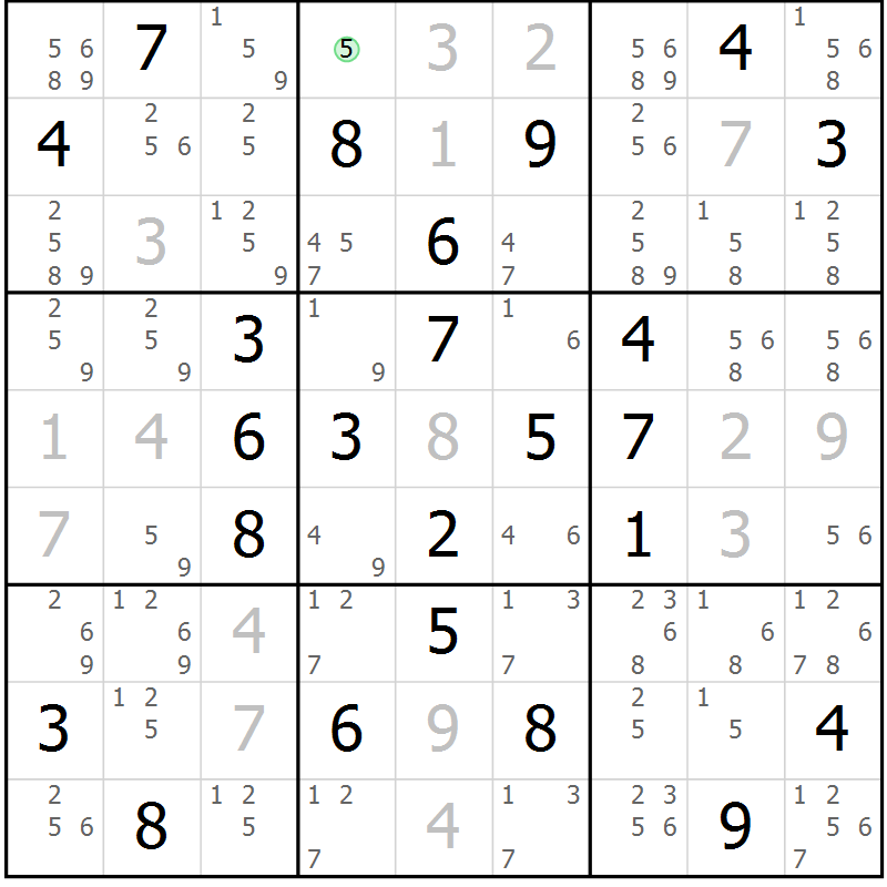 Position des candidats pour la solution de la Gr 63 page 66 du magazine de sudoku Maestro n° 099
