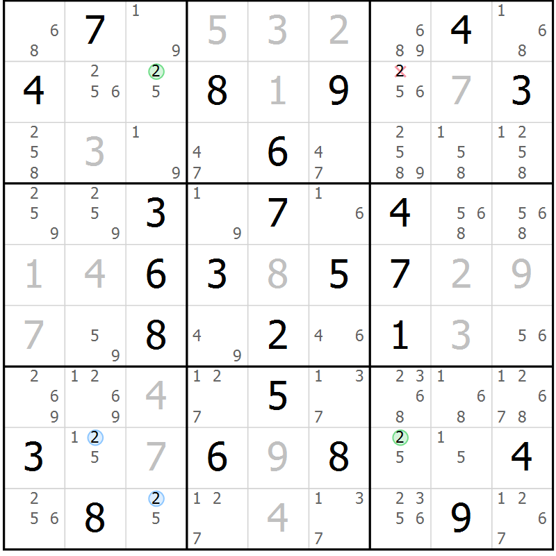 Position des candidats pour la solution de la Gr 63 page 66 du magazine de sudoku Maestro n° 099