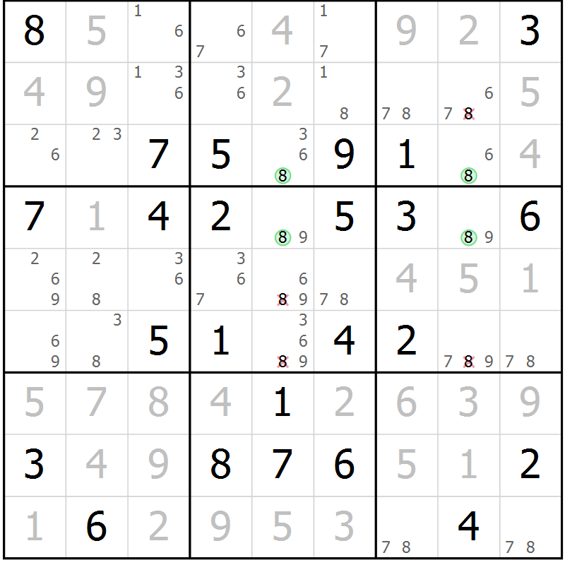 Position des candidats pour la solution de la Gr 65 page 68 du magazine de sudoku Maestro n° 099