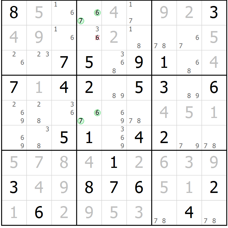 Position des candidats pour la solution de la Gr 65 page 68 du magazine de sudoku Maestro n° 099