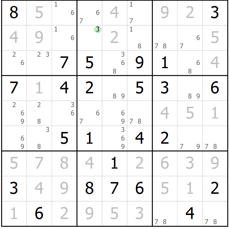Position des candidats pour la solution de la Gr 65 page 68 du magazine de sudoku Maestro n° 099