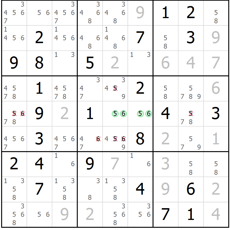 Position des candidats pour la solution de la Gr 66 page 69 du magazine de sudoku Maestro n° 099