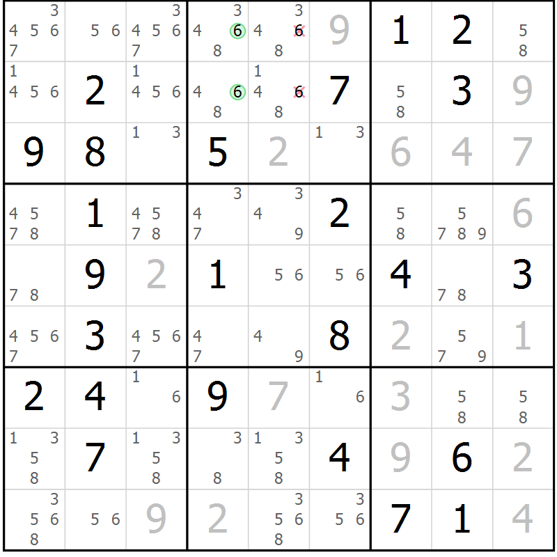 Position des candidats pour la solution de la Gr 66 page 69 du magazine de sudoku Maestro n° 099