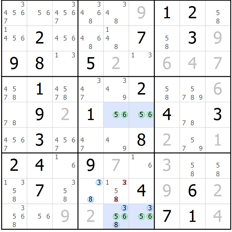 Position des candidats pour la solution de la Gr 66 page 69 du magazine de sudoku Maestro n° 099