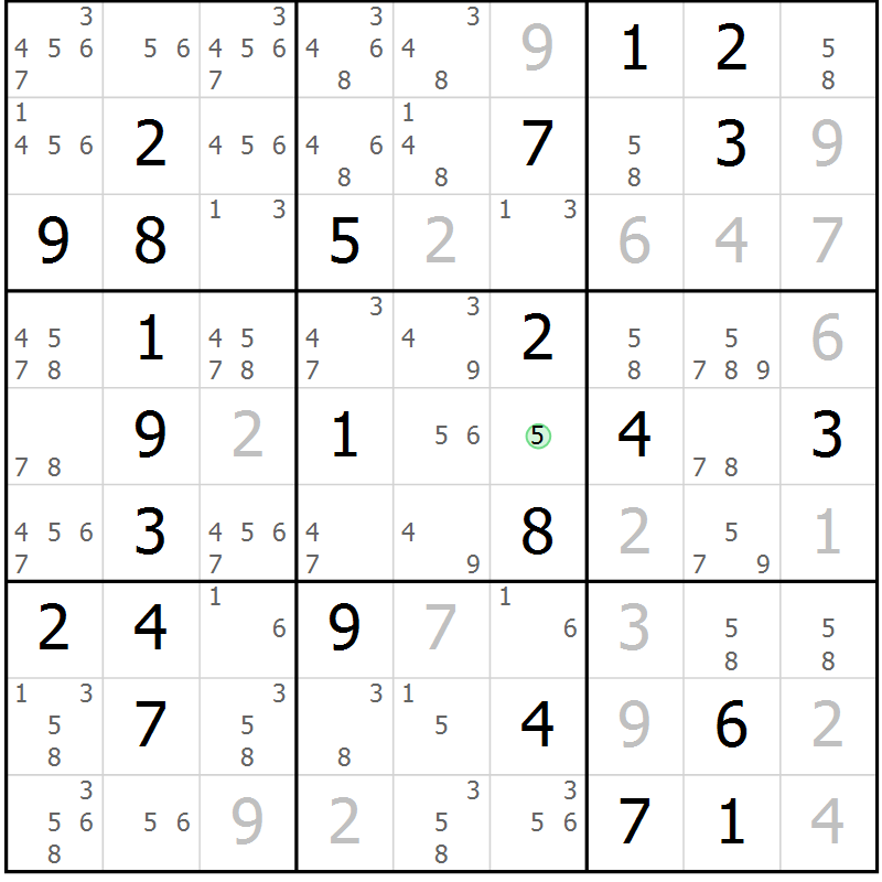 Position des candidats pour la solution de la Gr 66 page 69 du magazine de sudoku Maestro n° 099