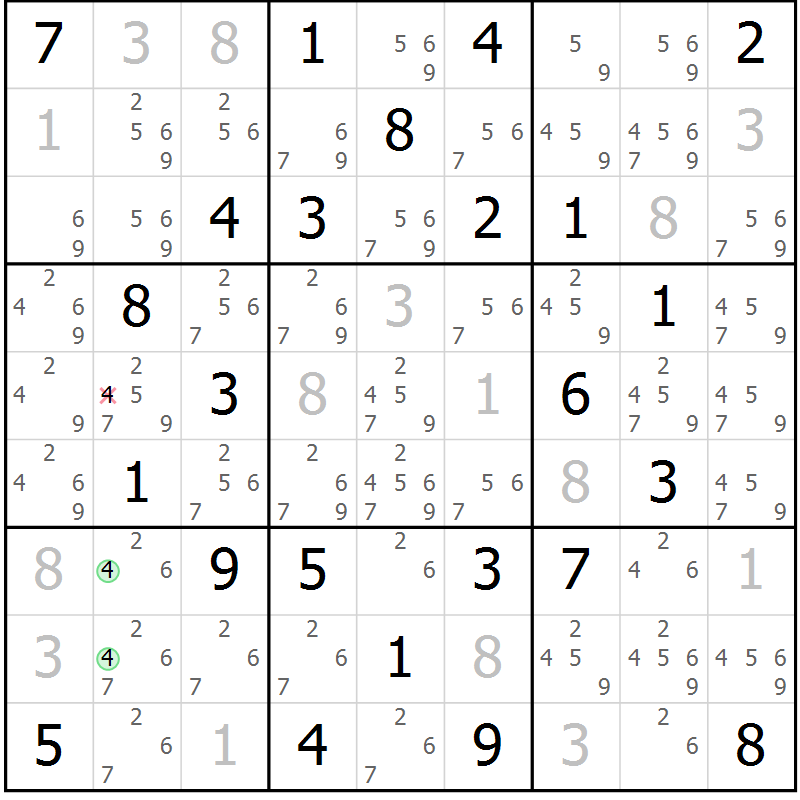 Position des candidats pour la solution de la Gr 67 page 70 du magazine de sudoku Maestro n° 099