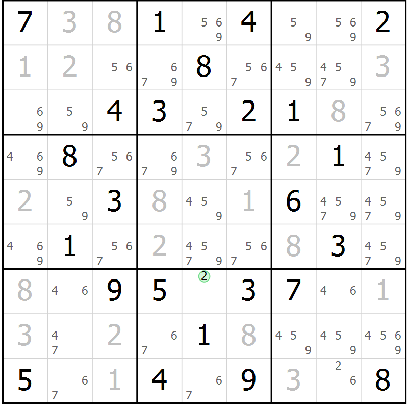 Position des candidats pour la solution de la Gr 67 page 70 du magazine de sudoku Maestro n° 099