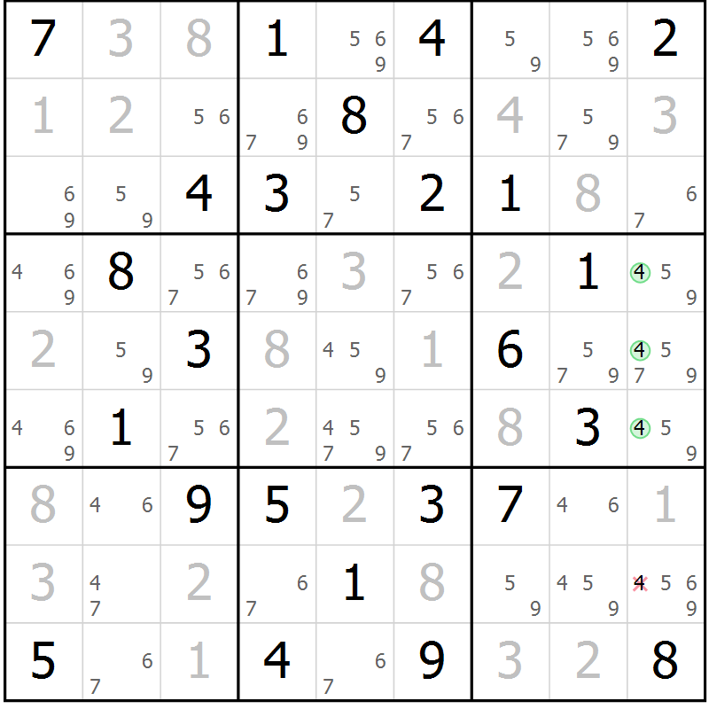 Position des candidats pour la solution de la Gr 67 page 70 du magazine de sudoku Maestro n° 099