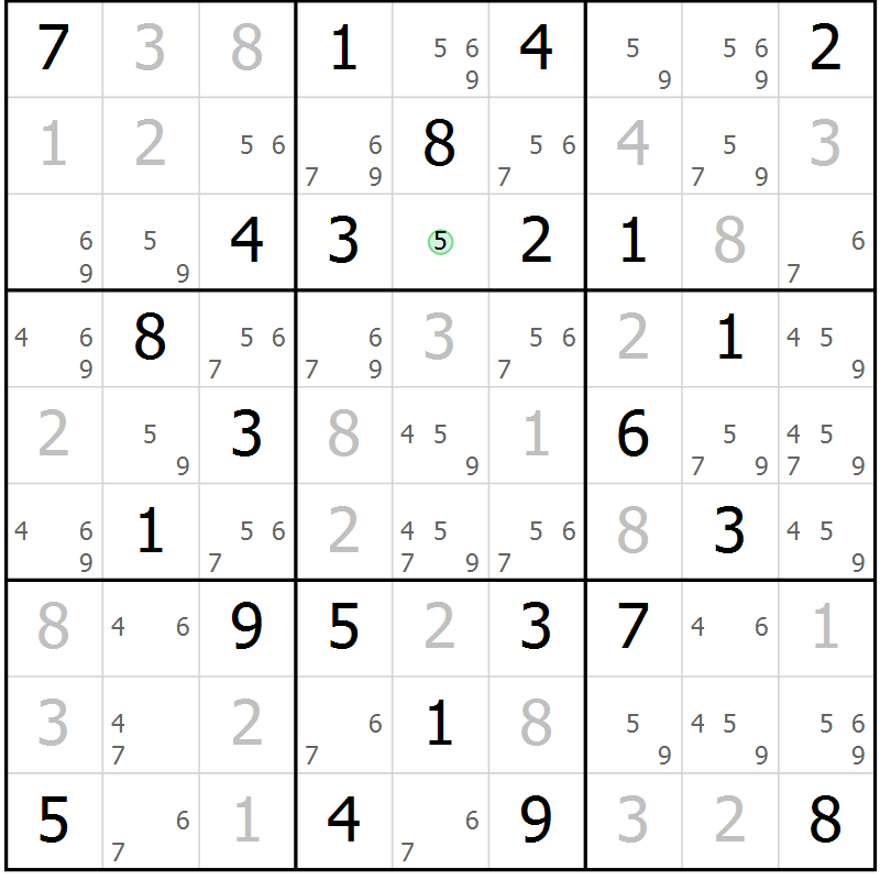 Position des candidats pour la solution de la Gr 67 page 70 du magazine de sudoku Maestro n° 099