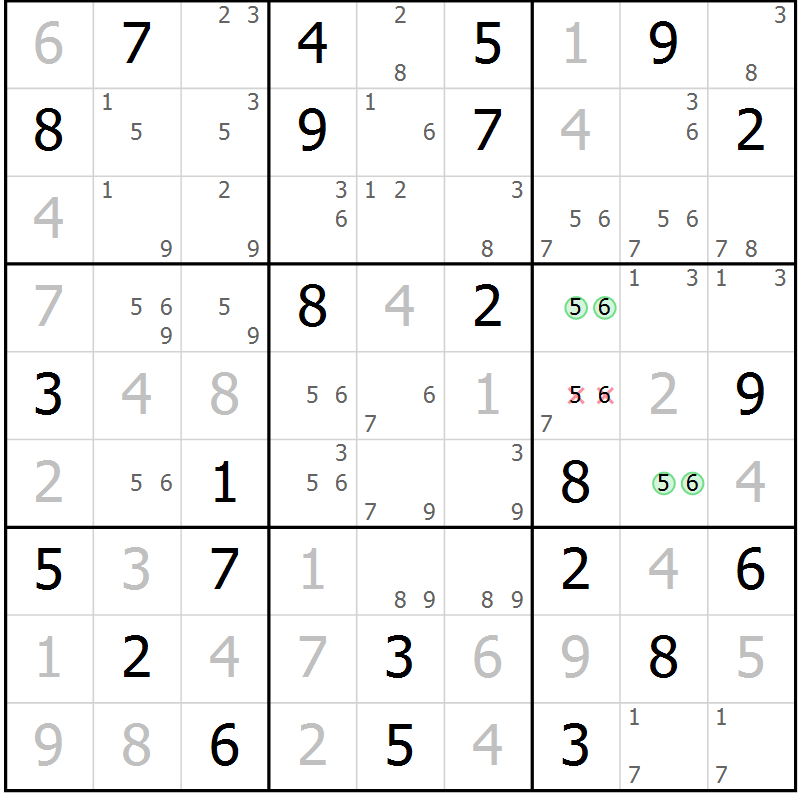 Position des candidats pour la solution de la Gr 68 page 71 du magazine de sudoku Maestro n° 099