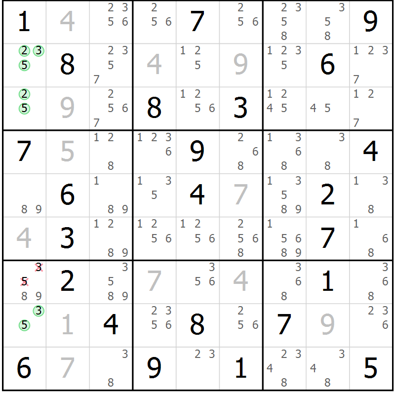 Position des candidats pour la solution de la Gr 70 page 73 du magazine de sudoku Maestro n° 099