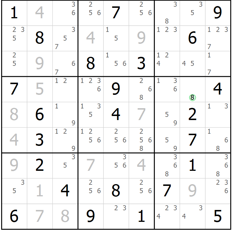 Position des candidats pour la solution de la Gr 70 page 73 du magazine de sudoku Maestro n° 099