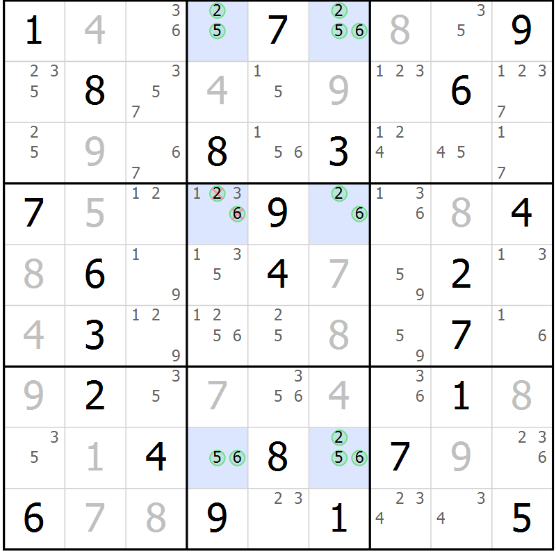 Position des candidats pour la solution de la Gr 70 page 73 du magazine de sudoku Maestro n° 099
