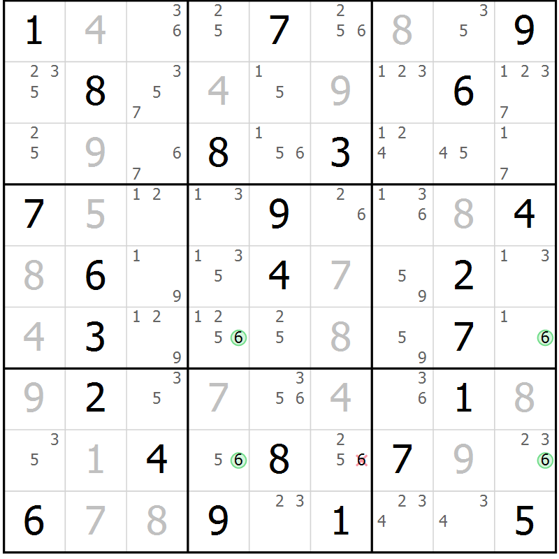 Position des candidats pour la solution de la Gr 70 page 73 du magazine de sudoku Maestro n° 099