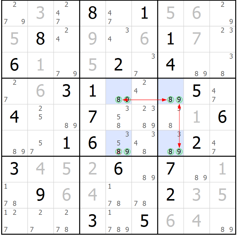Position des candidats pour la solution de la Gr 71 page 74 du magazine de sudoku Maestro n° 099