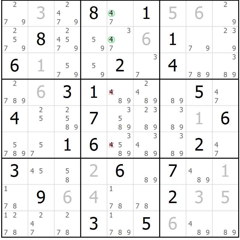 Position des candidats pour la solution de la Gr 71 page 74 du magazine de sudoku Maestro n° 099