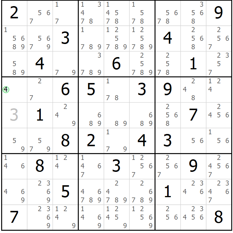 Position des candidats pour la solution de la Gr 73 page 76 du magazine de sudoku Maestro n° 099