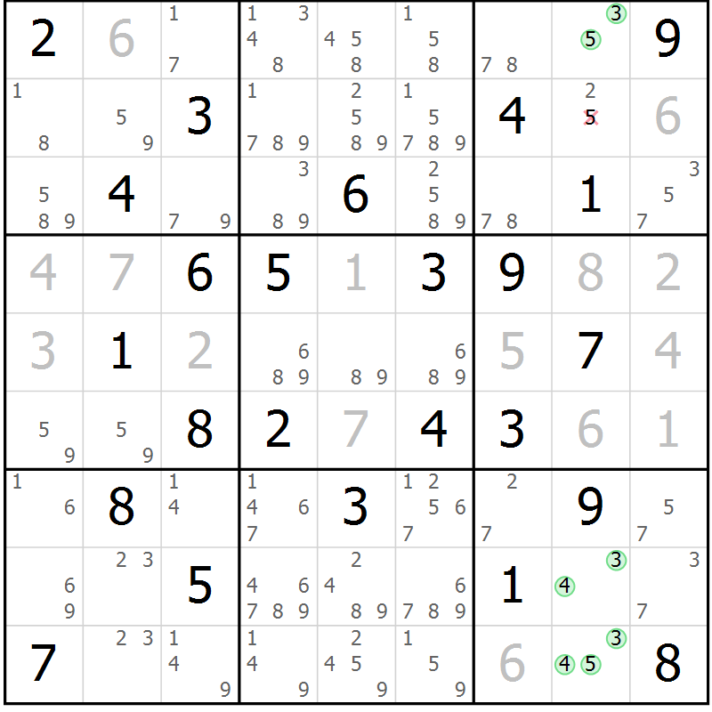 Position des candidats pour la solution de la Gr 73 page 76 du magazine de sudoku Maestro n° 099