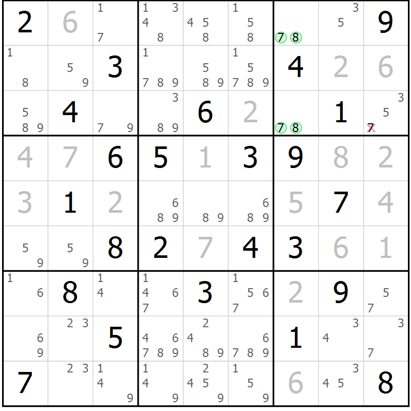 Position des candidats pour la solution de la Gr 73 page 76 du magazine de sudoku Maestro n° 099