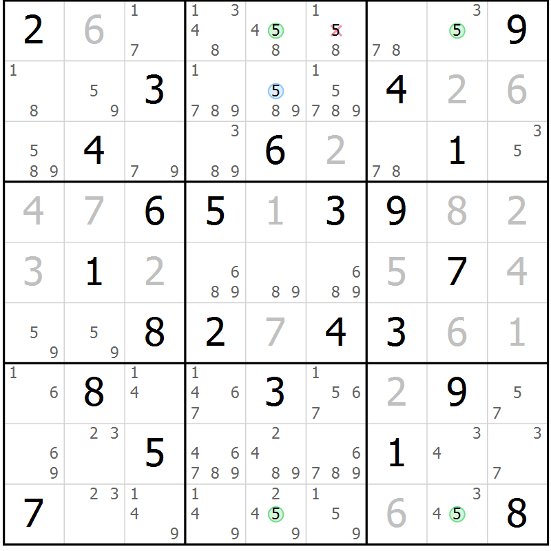 Position des candidats pour la solution de la Gr 73 page 76 du magazine de sudoku Maestro n° 099