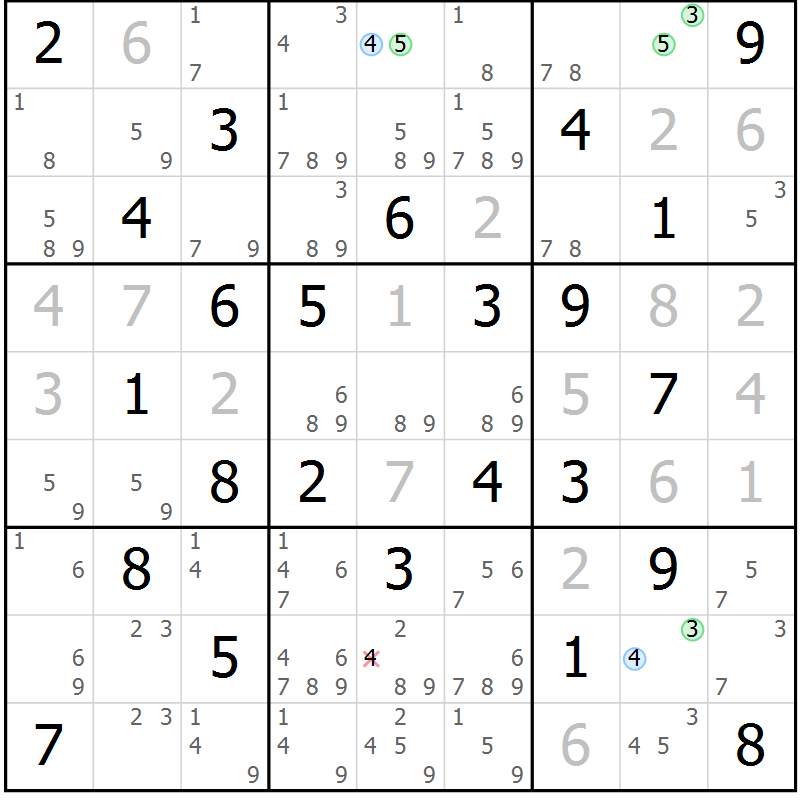 Position des candidats pour la solution de la Gr 73 page 76 du magazine de sudoku Maestro n° 099